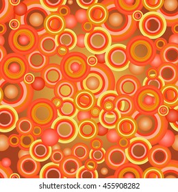 abstract orange seamless pattern with rings and circles