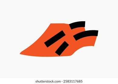 Abstract orange shape with black lines on a white background. Geometric design with bold orange and black elements. Modern abstract art with orange and black. Memphis shape vector illustration.