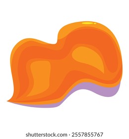 Abstract orange shape is flowing and forming a wave with a purple shadow underneath