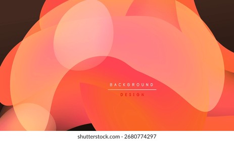 Abstract orange shapes overlap black background. Gradient colors create modern design, suitable for digital projects. Simple, vibrant composition.