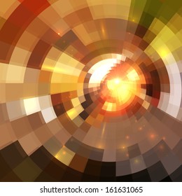Abstract orange shining circle tunnel vector background