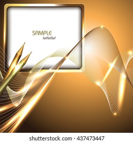 Abstract Orange Shiny Background with Notepad and Pencils.