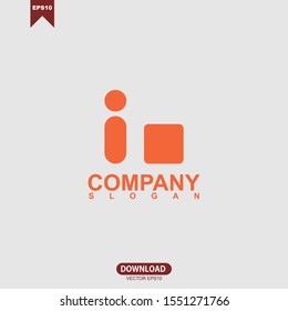 Abstract orange simple initial letter IN logo vector design