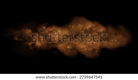  Abstract orange smoke effect with floating sparks creates dramatic fire atmosphere, ideal for overlay compositions with mysterious fog and burning ember elements.