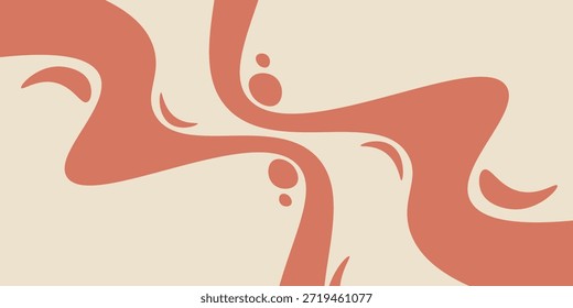 Abstract orange smooth stains and dots decorative background.