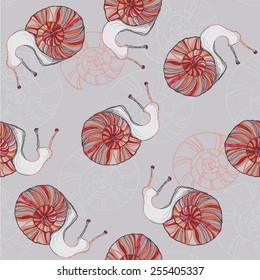 Abstract orange snail on a gray background pattern