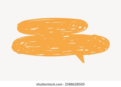 Abstract orange speech bubble on white background. Scribbled orange design, abstract speech bubble. Simple, abstract, orange speech bubble illustration. Communication vector element.