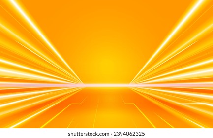 Abstract orange Speed Business Start up launching product with Electric car and city concept Hitech communication concept innovation background,  vector design