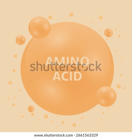Abstract orange spheres representing amino acids on a beige background. Vector illustration