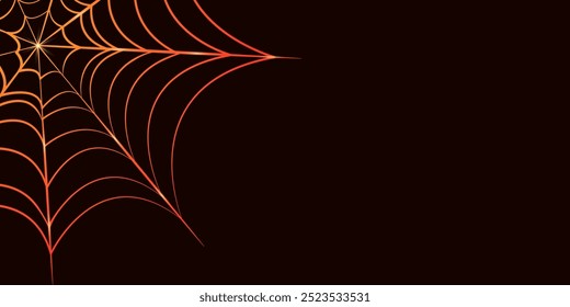Abstrato teia de aranha laranja em um fundo preto. Feliz banner de Halloween. Inserir para texto. Ilustração vetorial