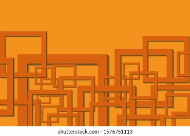 Abstract orange squares on a yellow background