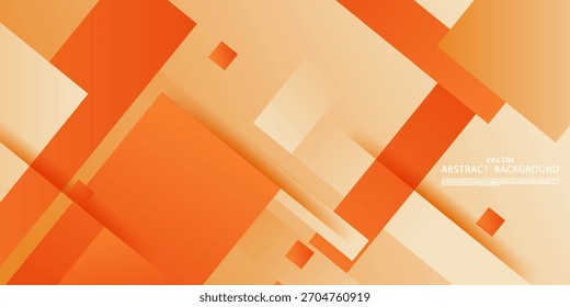 Abstract orange squares overlapping theme background. Orange square paper cut pattern on bright background. Eps10 vector