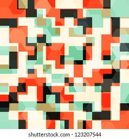 abstract orange squares seamless pattern