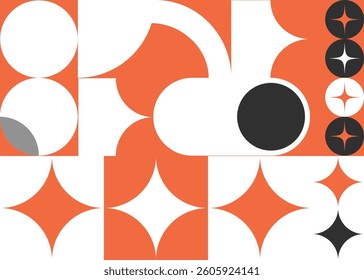 Abstract Orange Star Shine Toggle Button, AI Artificial Intelligence Geometry Shapes, Star in Circle, Geometric Design Elements