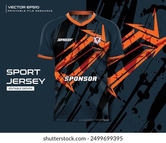 abstract orange stripe t shirt mockup sport jersey design for football soccer, racing, e sports, running design kit