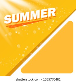 abstract orange summer background with sun lights. vector summer backdrop with rays of light