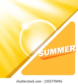 abstract orange summer background with sun lights. vector summer backdrop with rays of light