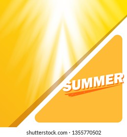 abstract orange summer background with sun lights. vector summer backdrop with rays of light