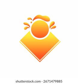 Abstractas diseño anaranjado del sol y del chapoteo aislado en el fondo blanco