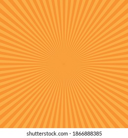 Abstract orange sunburst backgound. Vector rays in radial arrangement.