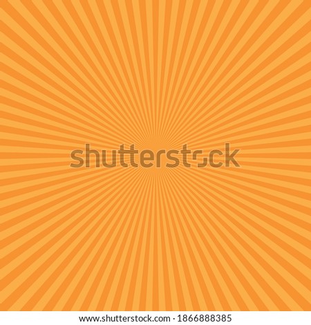 Abstract orange sunburst backgound. Vector rays in radial arrangement.