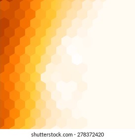 Abstract orange sunny background, vector hexagon mosaic design.