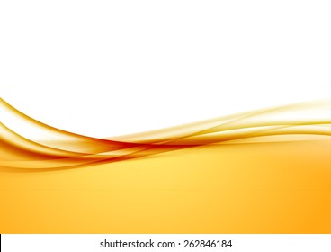 Abstract Orange Swoosh Satin Wave Line Border. Vector Illustration