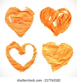 Abstract orange textural heart shape prints
