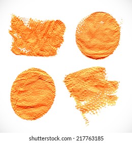 Abstract orange textural prints thick smears of paint on white paper 1
