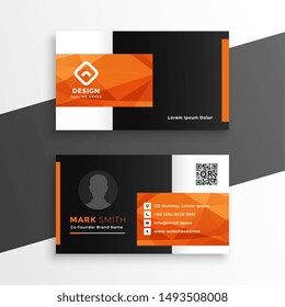 abstract orange theme geometric business card design