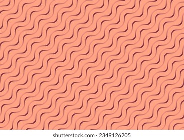 Abstrakter orangefarbener Kachellinienbogen, Wellenmuster-Darstellung Hintergrund. Vektorgrafik.