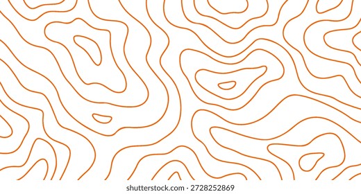 Padrão de topografia laranja abstrato com linhas de contorno para plano de fundo e design