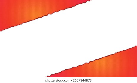 Abstract Orange Torn Paper Edge Frame with Halftone Texture