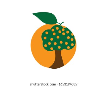 Abstract Orange Tree Inside An Orange