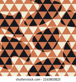 Abstract orange triangles. Pillows, wallpapers, textiles, other household items, seamless pattern.