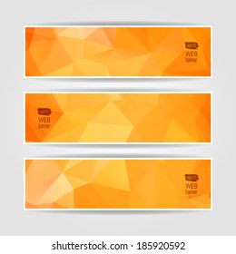Abstract Orange Triangular Polygonal vector banners set