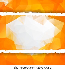 Abstract orange Triangular Polygonal vector torn paper