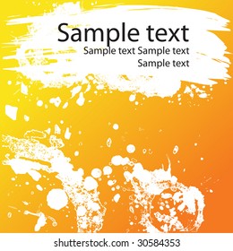 Abstract orange vector background with stains, blots, and ink splash