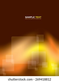 Abstract Orange Vector Background With Transparent Squares.