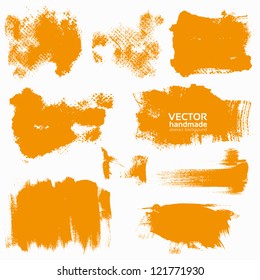 Abstract orange vector set backgrounds draw by brush and ink