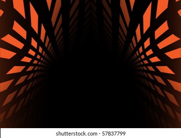 Abstract orange vector tunnel walls