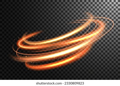 Abstract Orange Vortex Light Effect Isolated on A Transparent Pattern, Vector Illustration