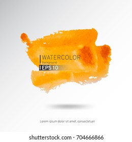 Abstract orange watercolor on a light background.The color splashing in the paper. Hand drawn Vector illustration