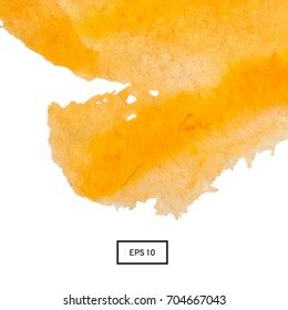 Abstract orange watercolor on a light background.The color splashing in the paper. Hand drawn Vector illustration