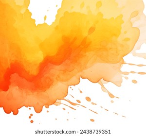 Fondo abstracto del vector de la acuarela naranja. Vibrante color naranja y amarillo salpicadura de acuarela con una textura suave y fluida sobre un fondo blanco. Perfecto para proyectos creativos y fondos.