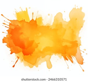 Abstract orange watercolor vector background. Vibrant orange and yellow watercolor splash with a smooth, flowing texture on a white background. Perfect for creative projects and backgrounds.