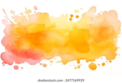 Abstract orange watercolor vector background. Vibrant yellow and red watercolor splash with a smooth, flowing texture on a white background. Perfect for creative projects and backgrounds.