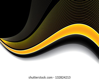 Abstract orange wave background design with shadow