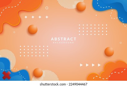 Abstrakter orangefarbener Hintergrund, Premium-Vektorgrafik mit Memphis-Stil