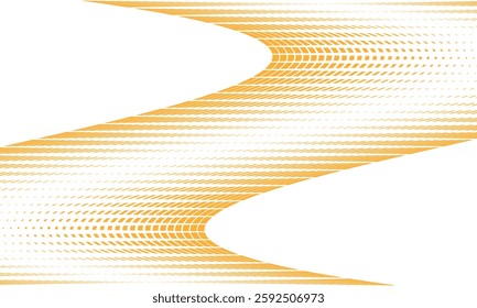 Abstract Orange Wave Halftone Pattern with Gradient Effect. Modern Digital Design with Dotted Optical Flow and Smooth Motion Aesthetics